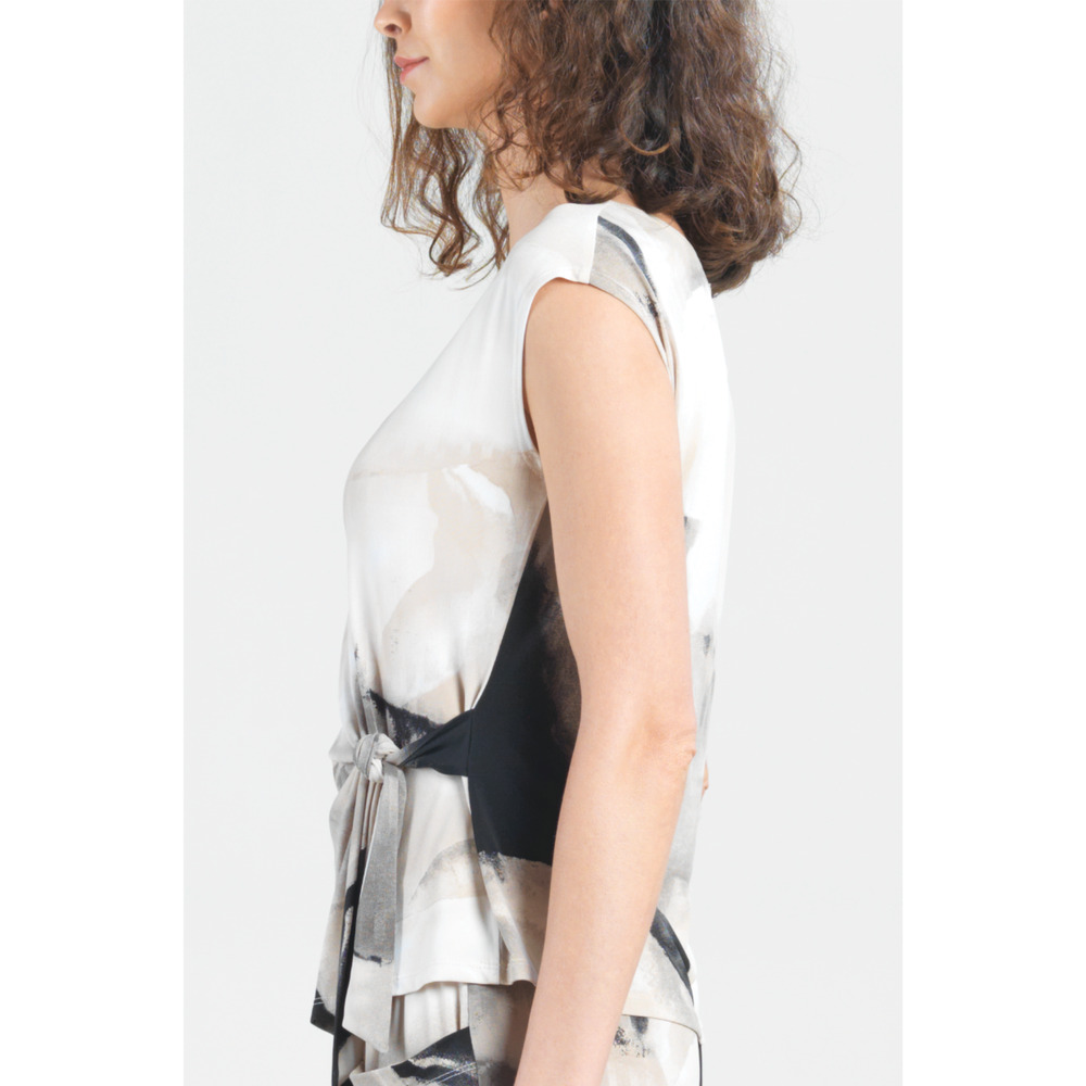 Clara Sunwoo Cap Sleeve Summer Top Side Tie Size L Watercolor NWT - Picture 4 of 6